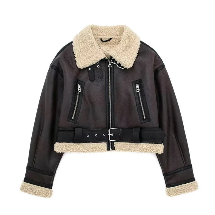 Levoire | Veste En Polaire À Manches Longues Doublée Avec Ceinture Et Fermeture Éclair Braun