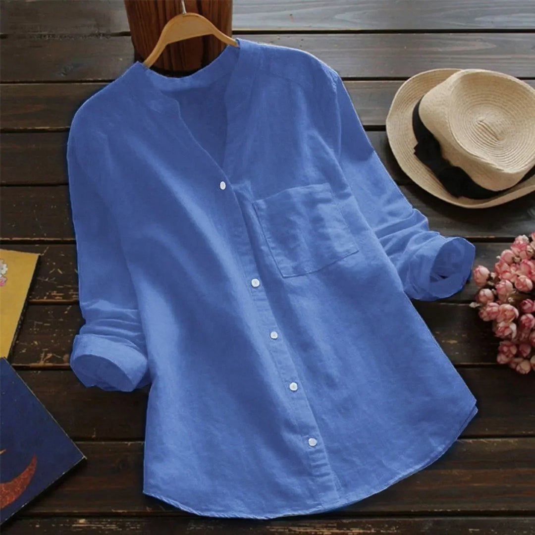 Levoire | Chemise En Lin Élégante À Manches Longues Bleu