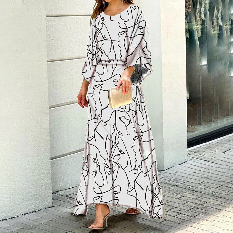 Levoire | Robe Longue Luxueuse Pour Femmes Abstrait blanc