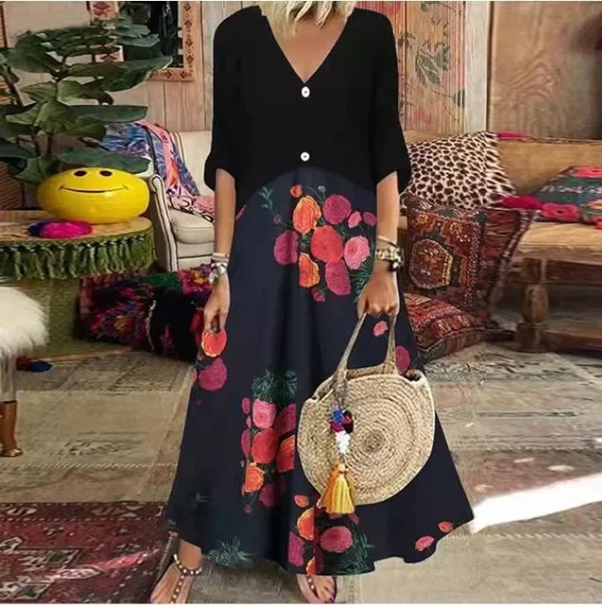 Levoire | Longue Robe Imprimée Bleu marine