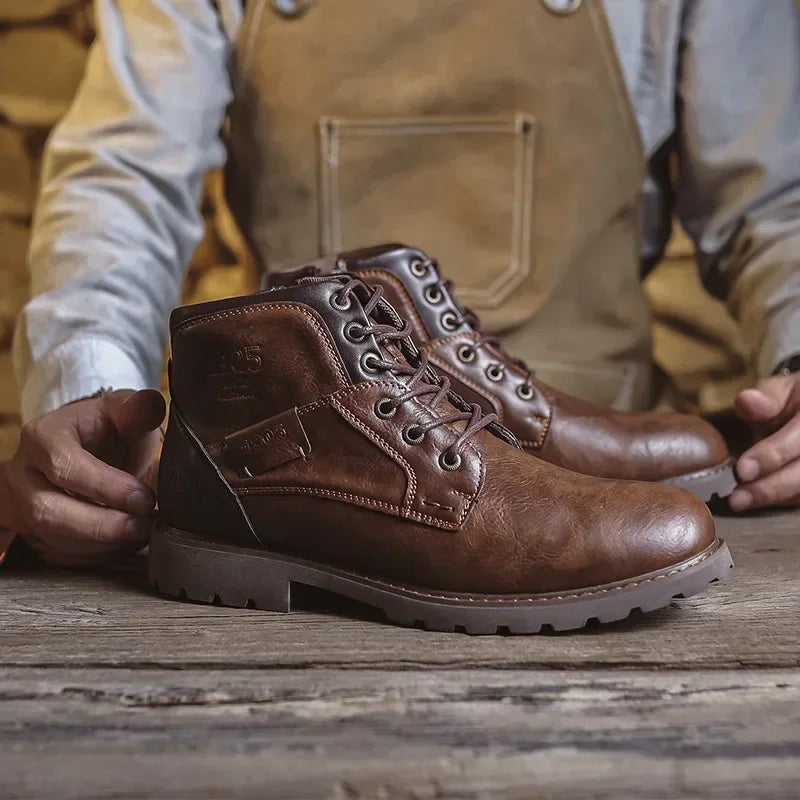 Levoire | Bottines Élégantes Pour Hommes De Style Britannique Marron