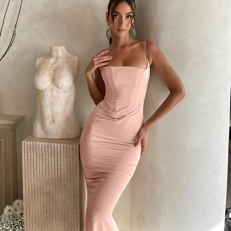 Levoire | Satin Dos Nu Ouverture Robe Maxi