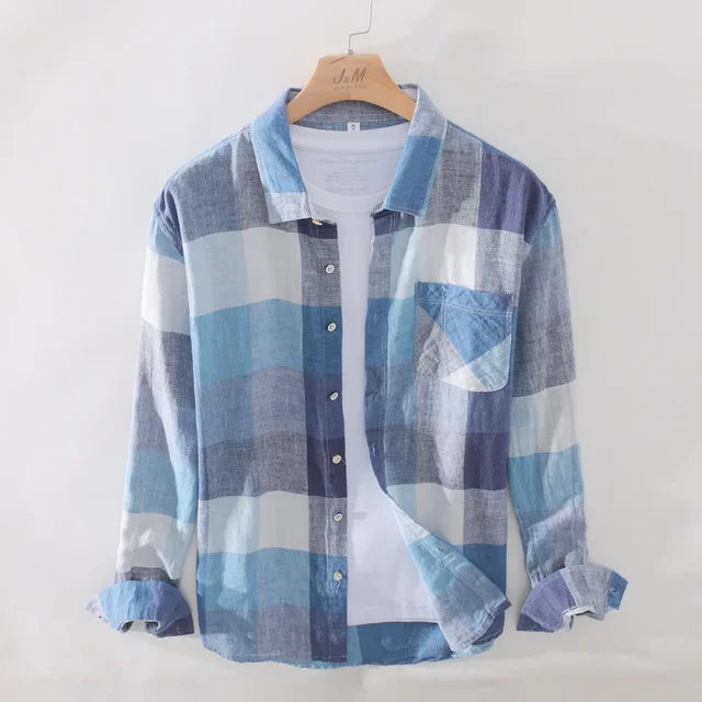 Levoire | Chemise À Carreaux Intemporel Hommes Bleu 3
