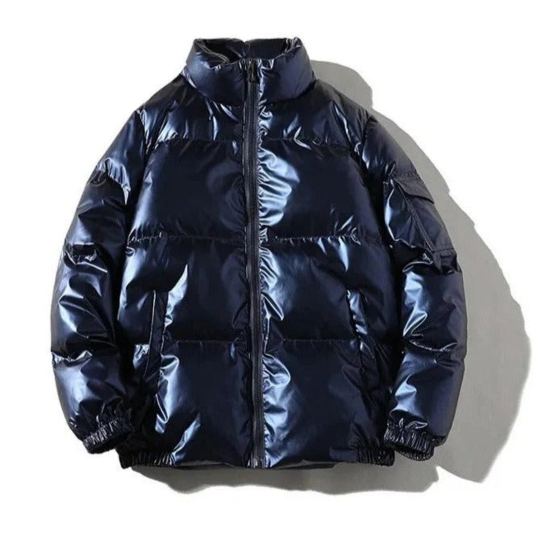 Levoire | Veste En Puffer À Capuche À Manches Longues Avec Fermeture Éclair Bleu