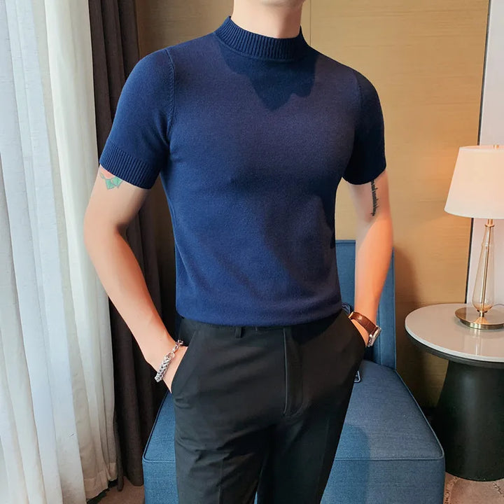 Levoire | Pull Homme Doux À Manches Courtes Bleu marine