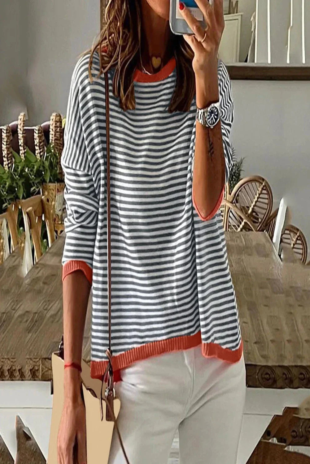 Levoire | Pull-Over Rayé Pour Femme Blanc