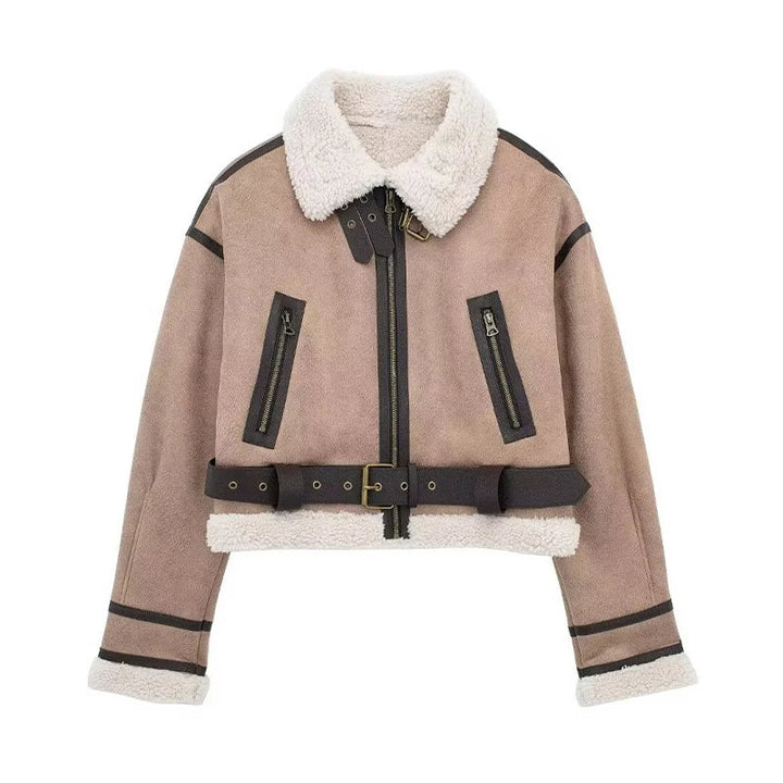 Levoire | Veste En Polaire À Manches Longues Doublée Avec Ceinture Et Fermeture Éclair Khaki