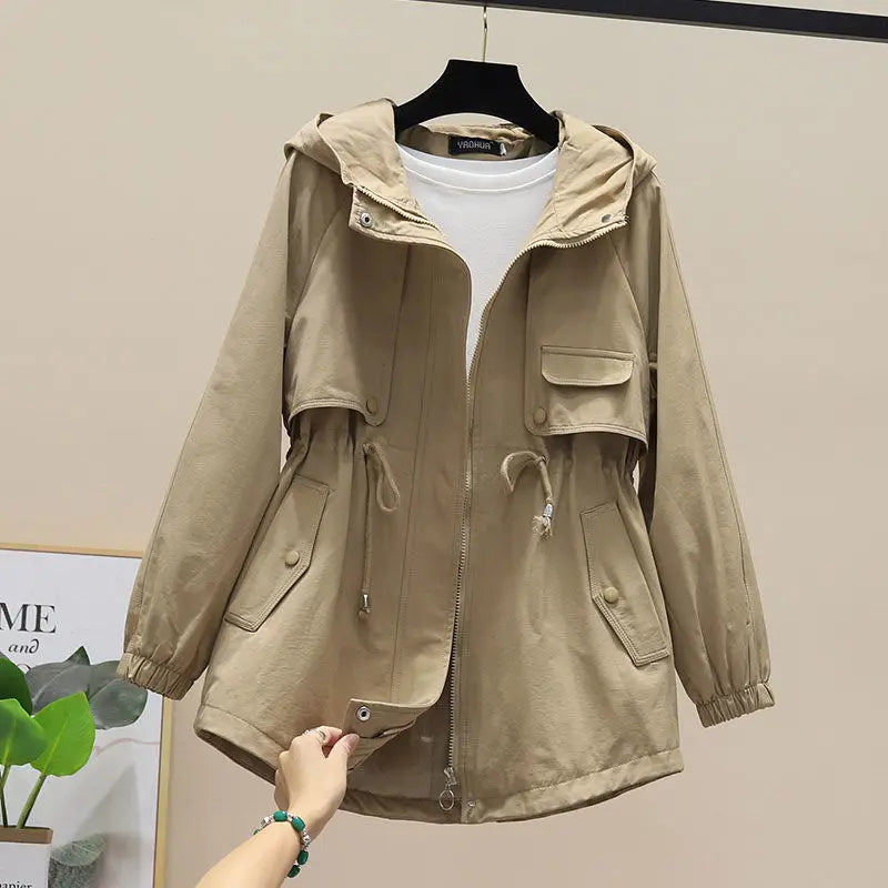 Levoire | Trench-Coat Femme De Printemps/Automne Avec Capuche Et Cordon