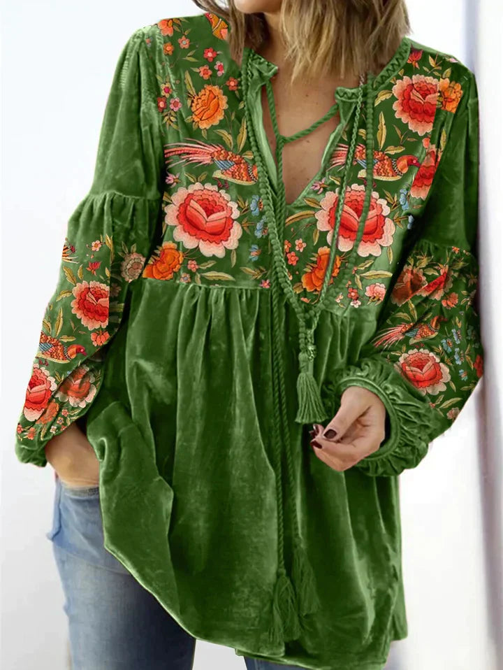 Levoire | Top Avec Broderie Vintage Vert