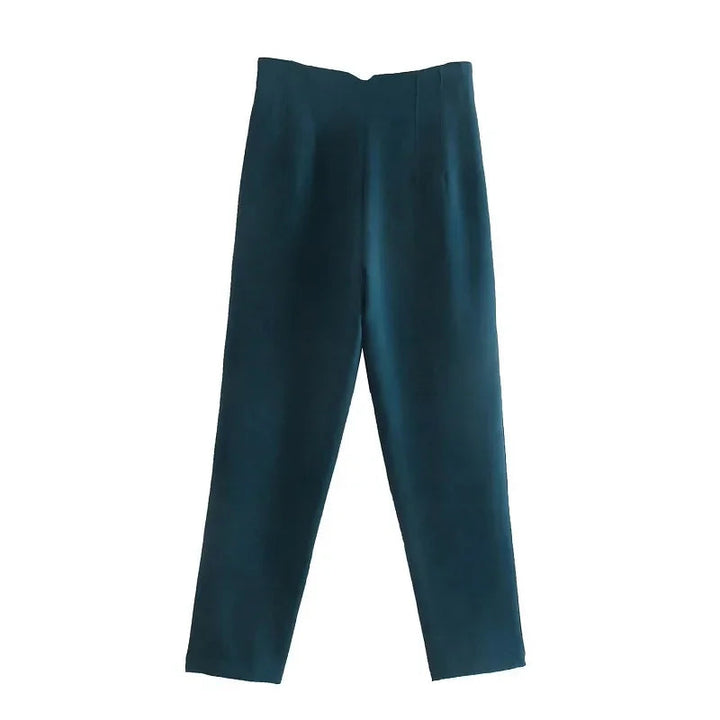 Levoire | Pantalons formels taille haute avec des mesures fines et élégantes Vert foncé