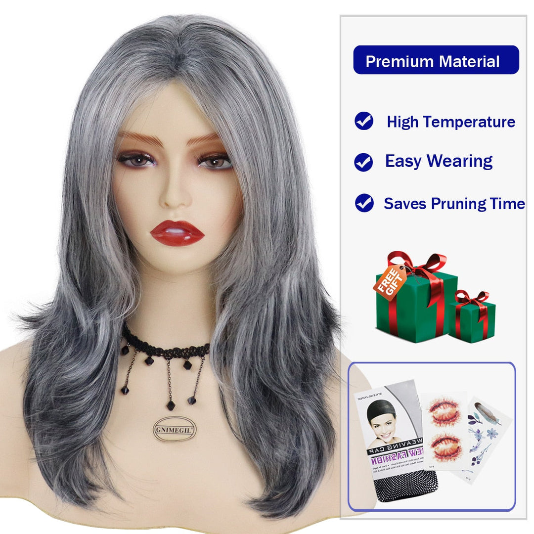 Levoire | Perruque Grise Longue Synthétique Pour Un Look De Cheveux Élégant