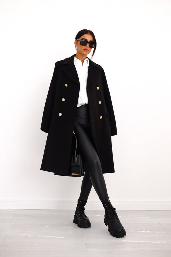 Levoire | Veste Pour Femmes Avec Double Boutonnage Et Détails De Boutons Modernes Noir