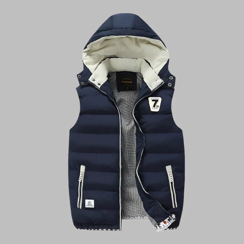 Levoire | Veste Intermédiaire Rembourrée En Gilet Avec Capuche Pour Hommes Bleu foncé