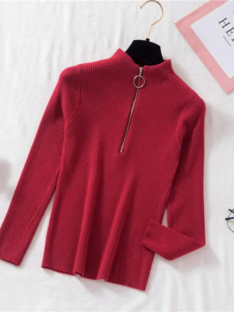 Levoire | Pull Vintage Femme Avec Zip Bordeaux Taille Unique