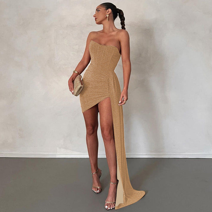 Levoire | Robe Sans Bretelles Sans Paillettes Or