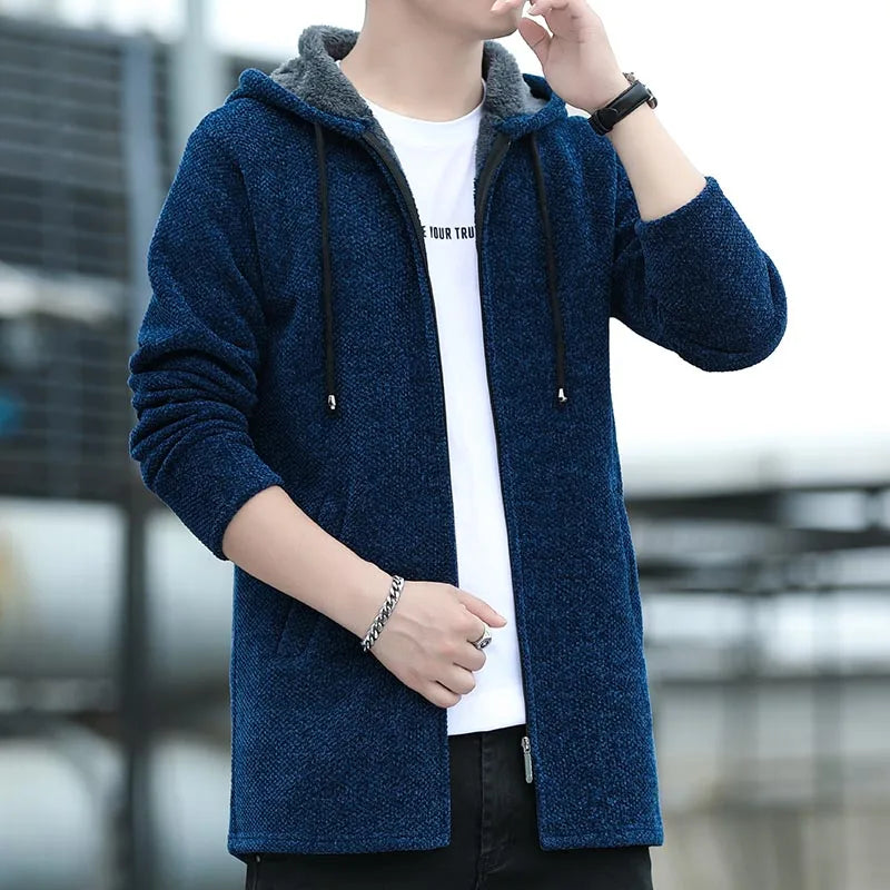 Levoire | Sweat À Capuche Pour Hommes Plus Long Et Plus Robuste Avec Fermeture Éclair Marine