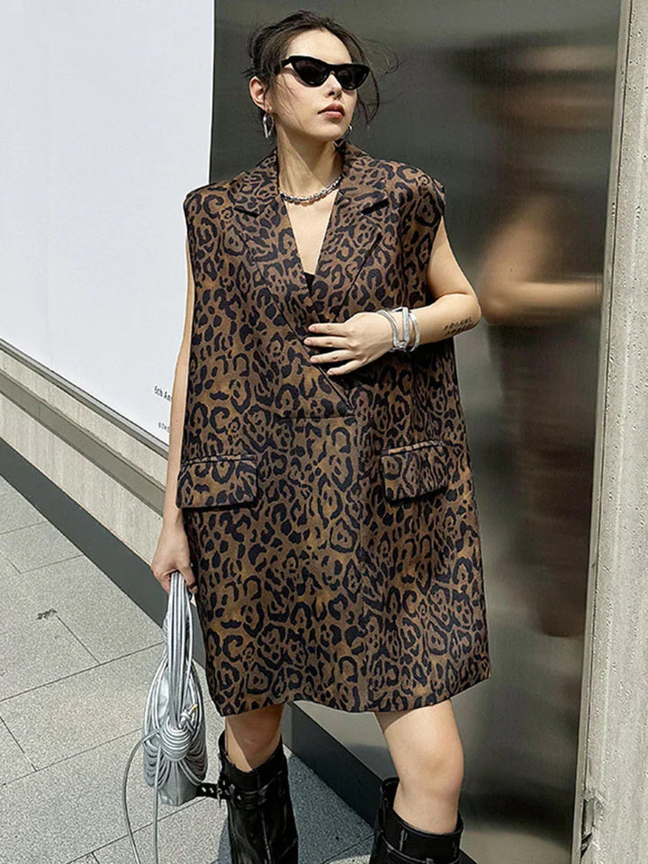 Levoire | Motif Léopard Robe Mini Oversize Lâche