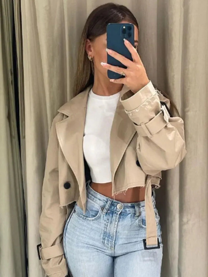 Levoire | Veste Trench Crop Pour Femmes Pour Chaque Occasion Braun