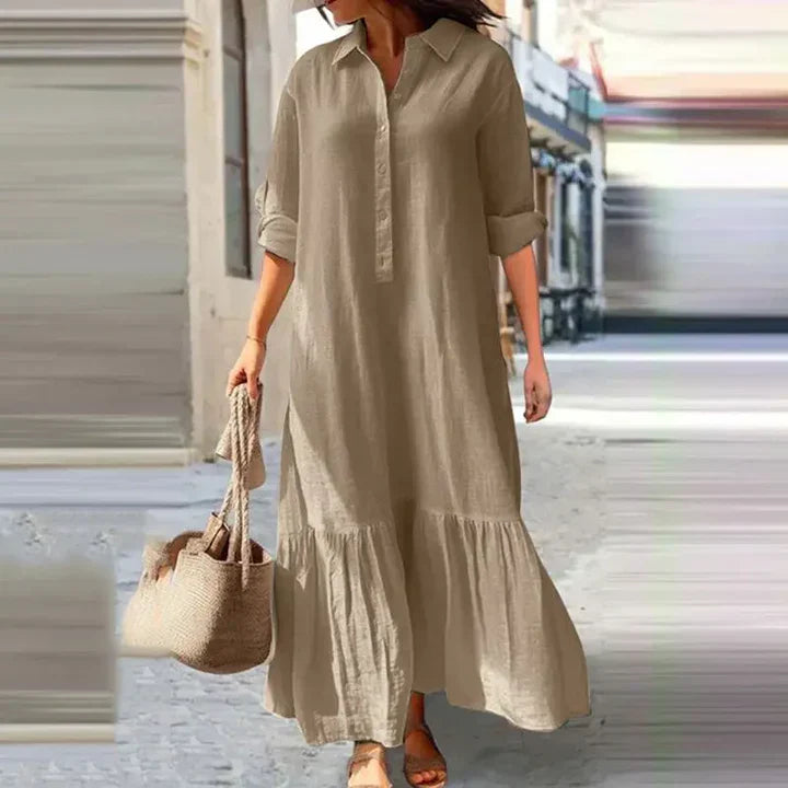 Levoire | Robe Chic À Manches Longues Beige
