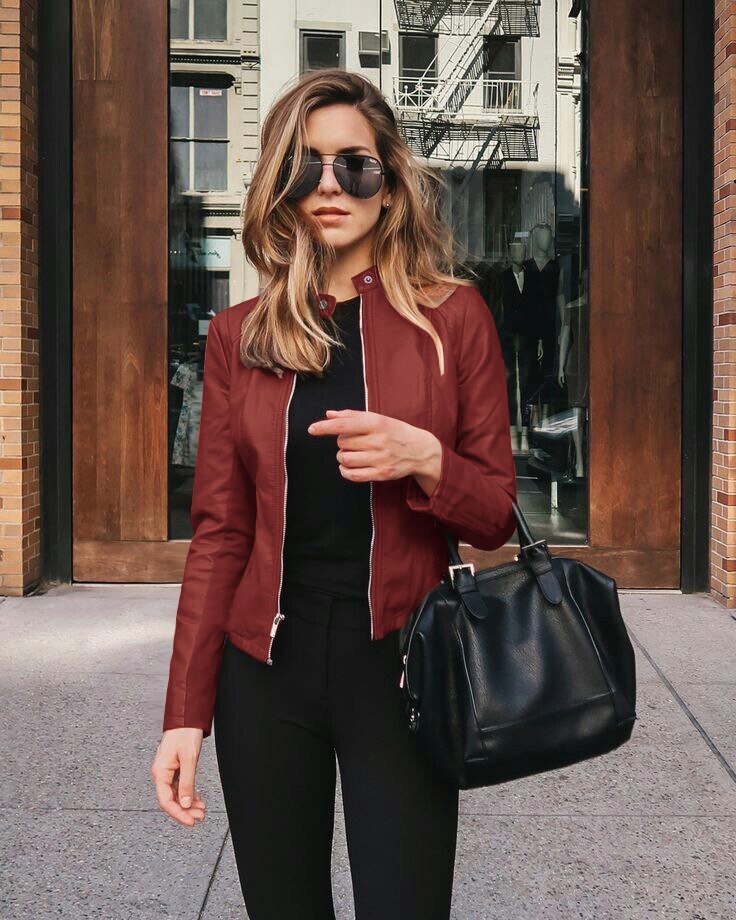 Levoire | Veste En Cuir Slim Fit Pour Femmes Rot