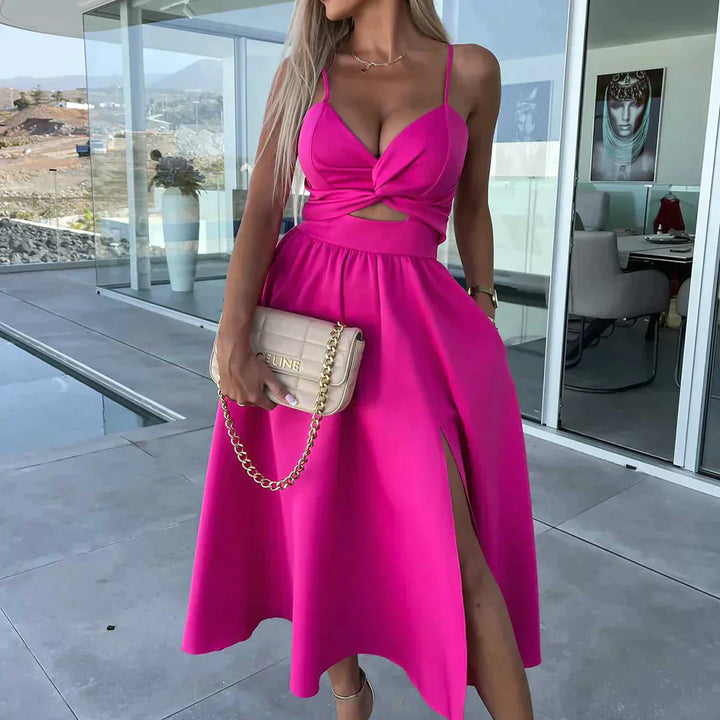 Levoire | Robe Midi Avec Fentes Latérales Et Découpe Poches Rosenrot