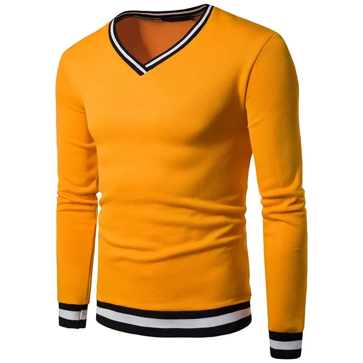 Levoire | Pull En Tricot Décontracté Avec Décolleté En V Pour Hommes Jaune