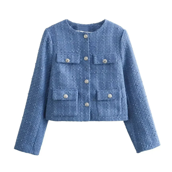 Levoire | Manteau Élégant En Tweed Bleu (Presque épuisé)