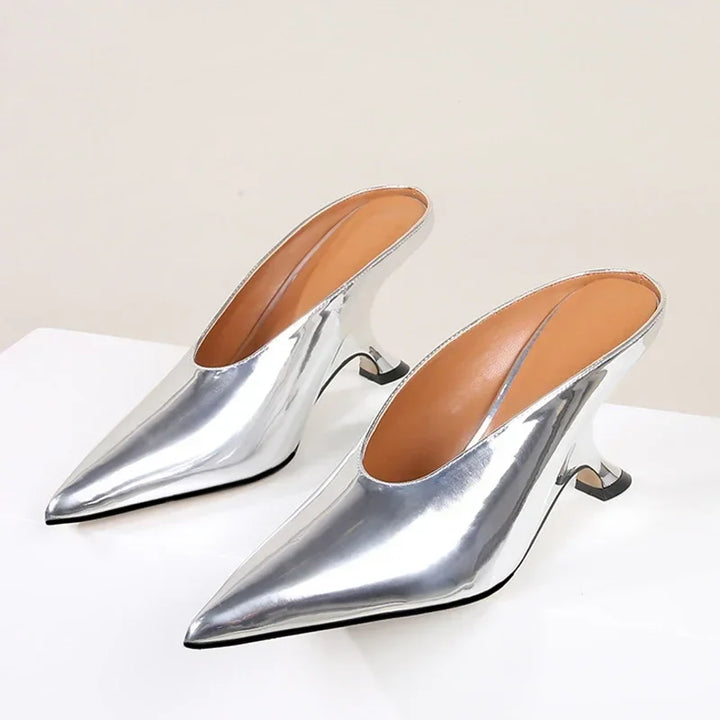 Levoire | Mules Élégantes Pour Femmes À Talons Hauts Argent