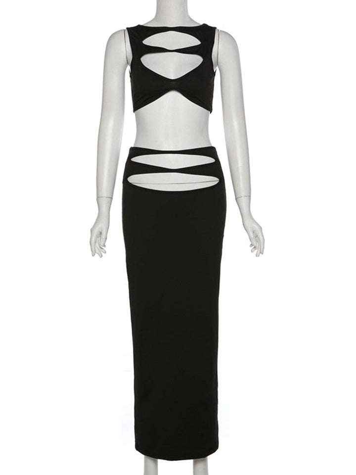 Levoire | Holtiton Sans Épaules Crop Top & Holtiton Jupe Maxi Ensemble