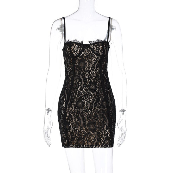 Levoire | Mini Black Dress With Spaghetti Straps