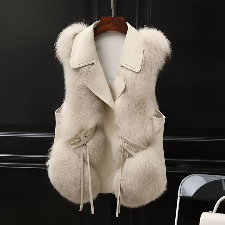Levoire | Chaud Sans Manches Réversible Toit en Fourrure Synthétique Beige