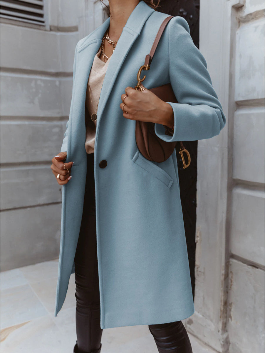 Levoire | Veste Longue Avec Bouton Bleu
