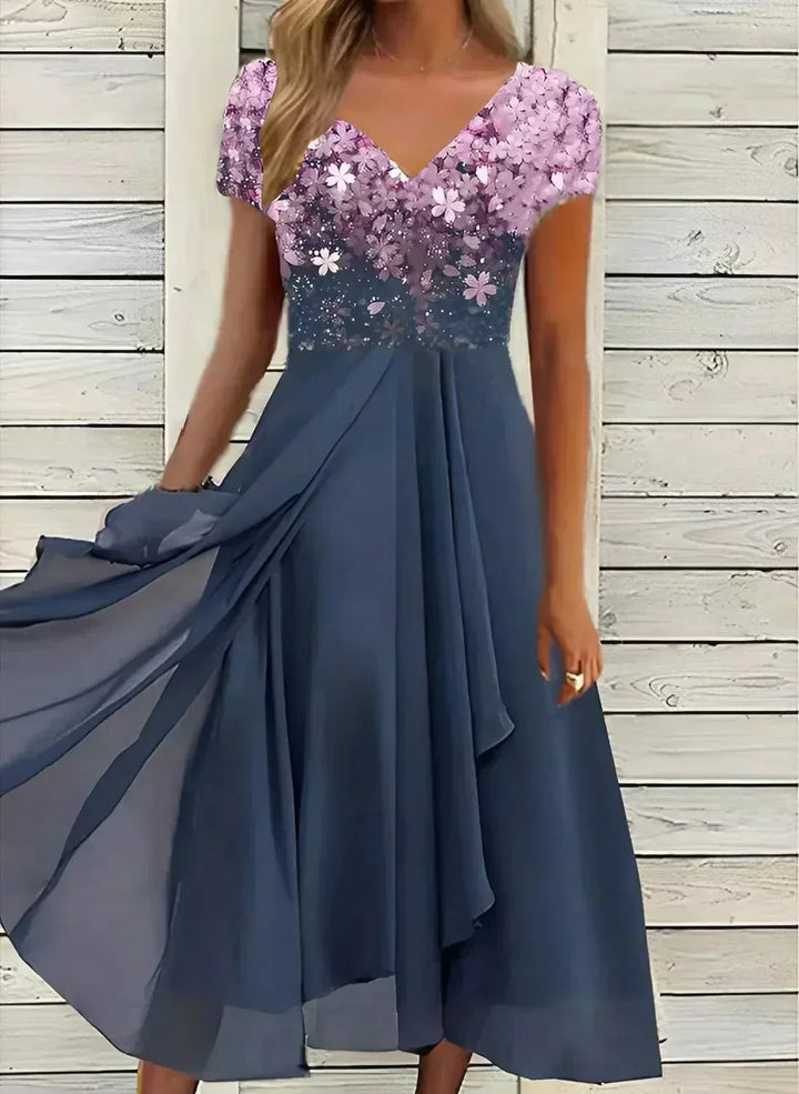 Levoire | Robe De Fête Élégante En Chiffon Pour Femmes Rosa Bleu