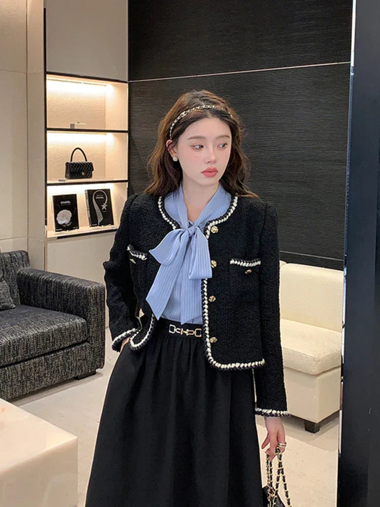 Levoire | Veste En Tweed À Manches Longues Et Col Rond Avec Fermeture À Boutons