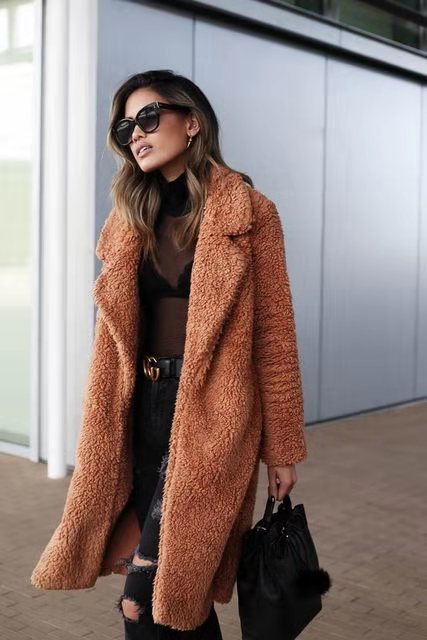 Levoire | Veste En Teddy À Manches Longues En Fourrure Synthétique Braun