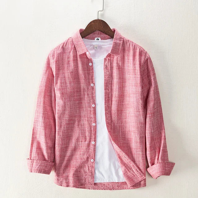 Levoire | Chemise Pour Hommes À Manches Longues Confortable Elegant Rose