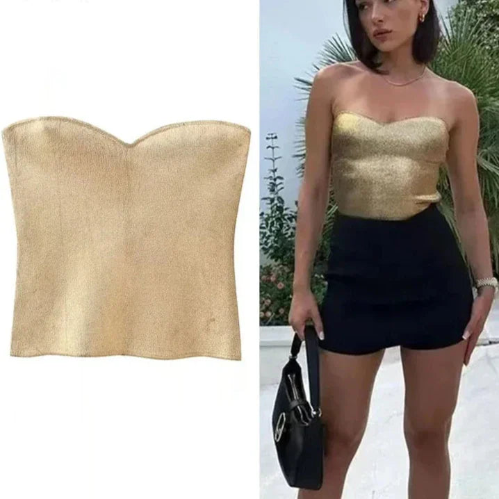 Levoire | Bandage Metallic Shine Tricot Corset Top