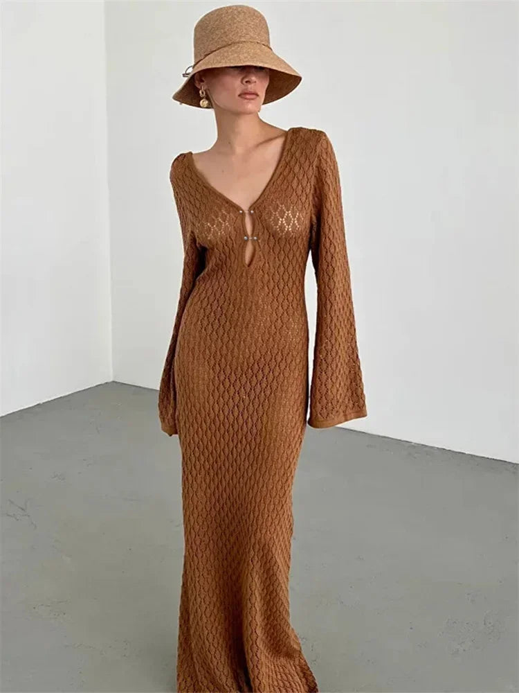Levoire | Tossy Blanc Tricoté Maxi Robe Femme