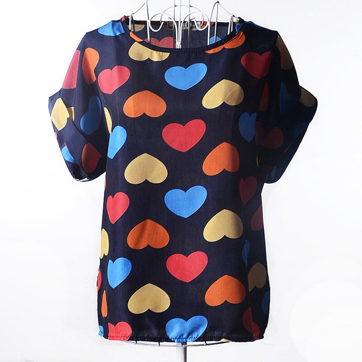 Levoire | Klara T-Shirt En Coton Pour Femmes - Un T-Shirt D'Été Et Joyeux Cœurs colorés