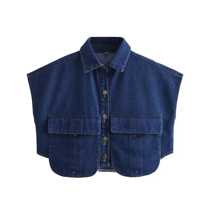 Levoire | Gilet En Denim Polo Bleu foncé
