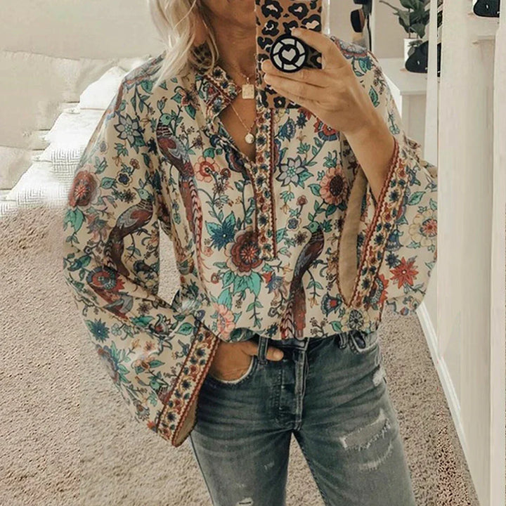 Levoire | Blouse Avec Motif Floral Bohémien Braun