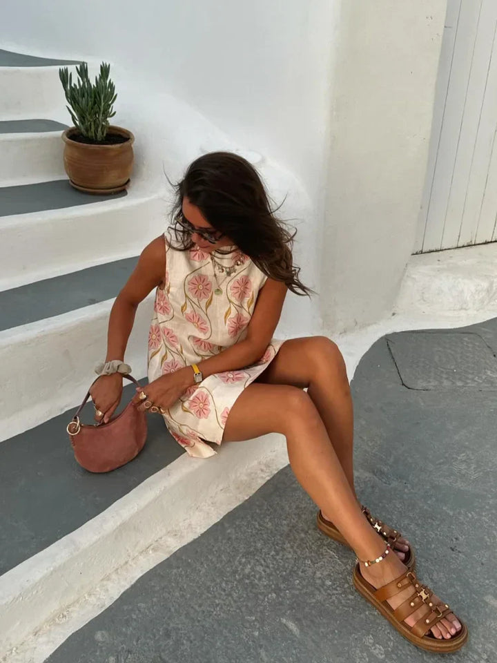 Levoire | Élégante Robe Avec Motif Floral Et Fente Délicate