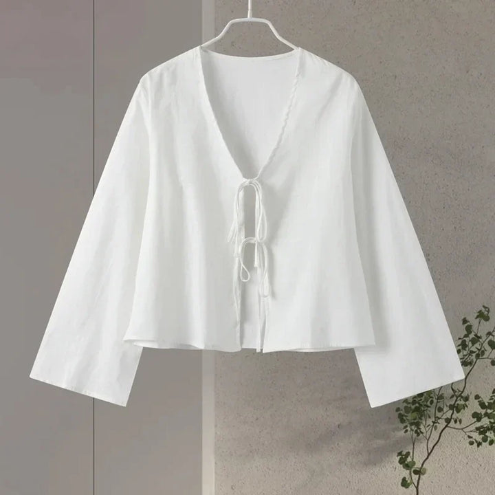 Levoire | Blouse Élégante Avec Lacets Et Manches Longues Blanc