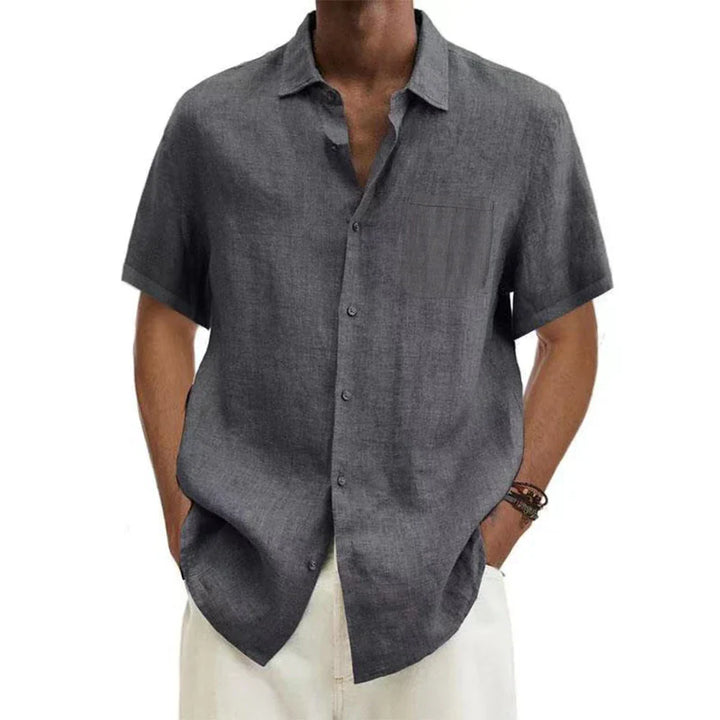 Levoire | Chemise En Lin Et Coton À Manches Courtes Gris