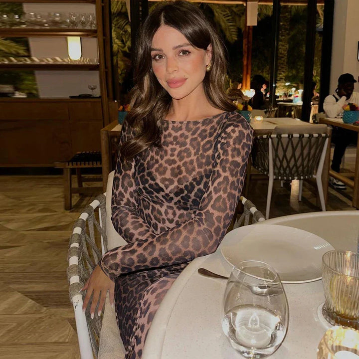 Levoire | Robe De Fête En Mesh Léopard