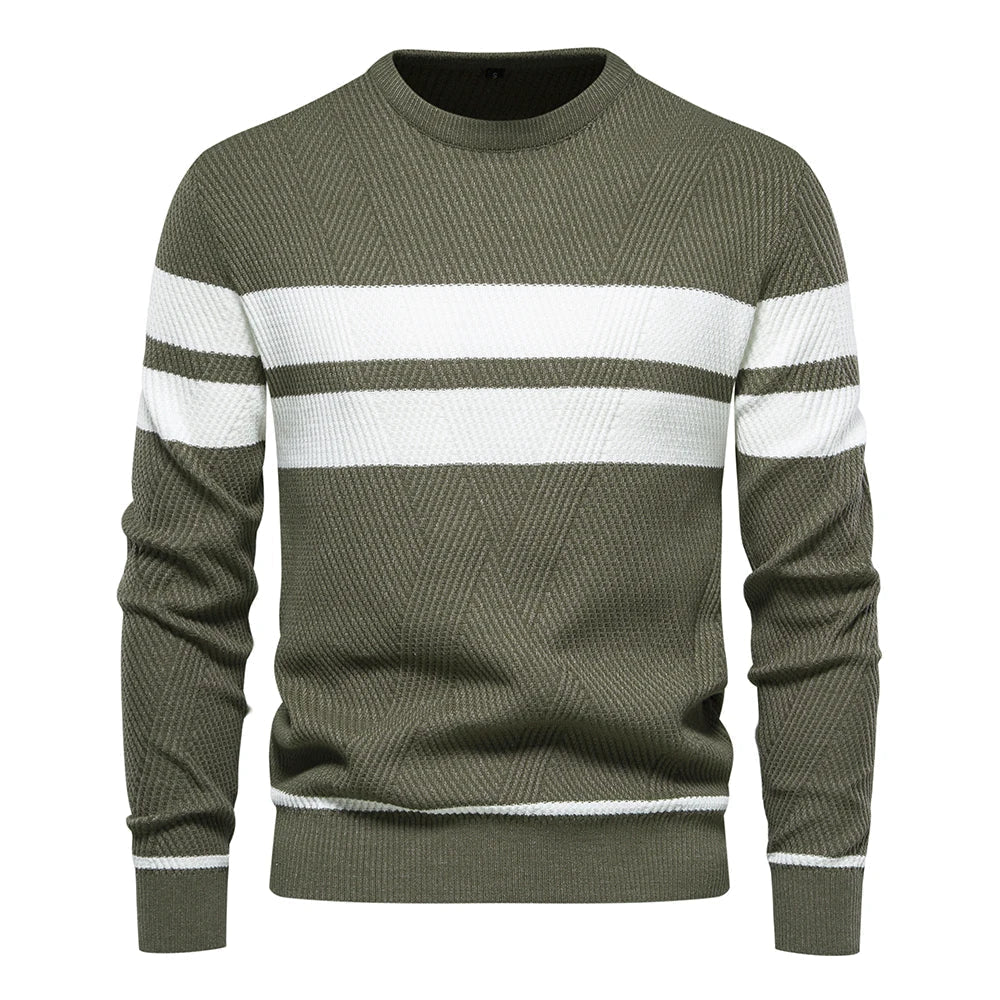 Levoire | Pull Homme Patchwork, Coupe Slim Vert armée
