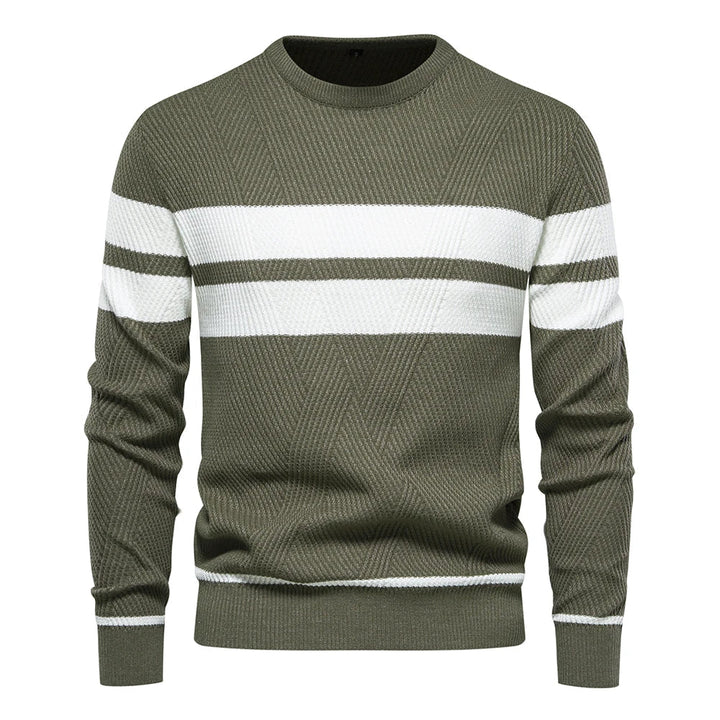 Levoire | Pull Homme Patchwork, Coupe Slim Vert armée