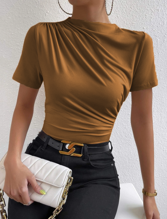 Levoire | Élégant Top À Manches Courtes Plissé