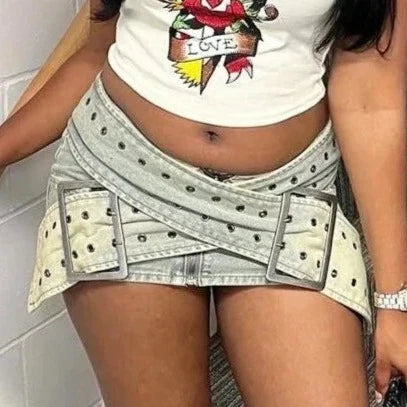Levoire | Jupe Mini En Denim Y2K À Taille Basse jupe en jean