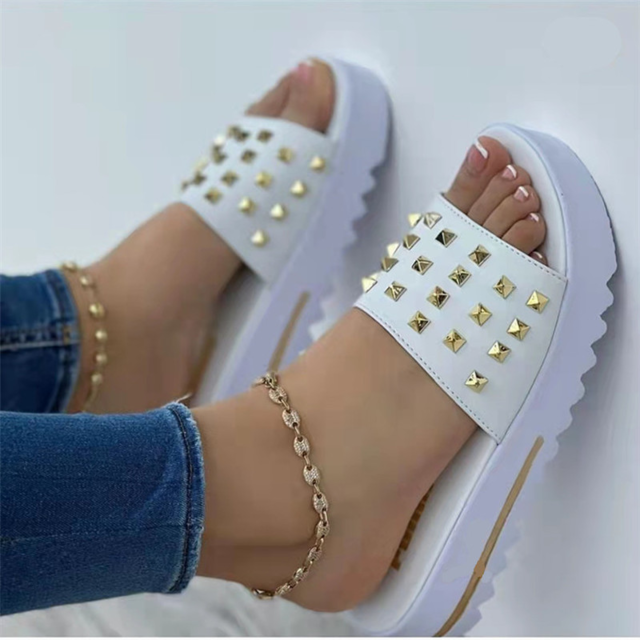 Levoire | De Rivets Pantoufles De Plage Blanc